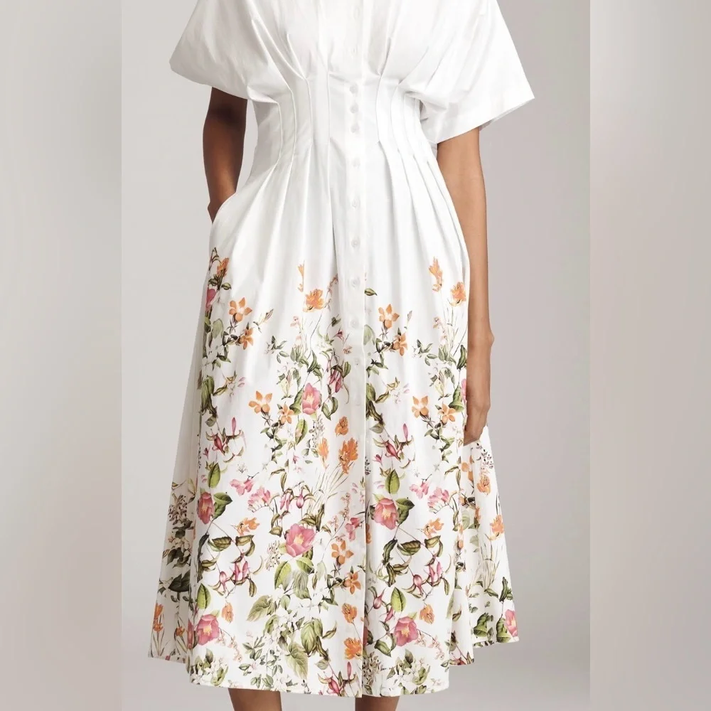 Anthropologie x Exquise The Tobie Button-Front Pleated Shirt Dress Sz Large NWT - Picture 5 of 17